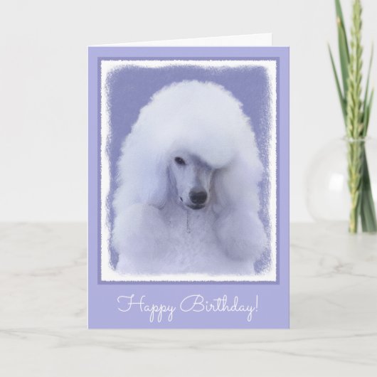 Standard Poodle White Painting - Original Hund Art Karte (Vorderseite)