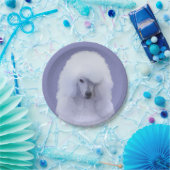 Standard Poodle White Painting - Original Hund Art Pappteller (Party)