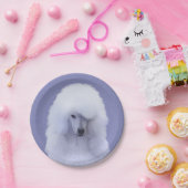 Standard Poodle White Painting - Original Hund Art Pappteller (Party)