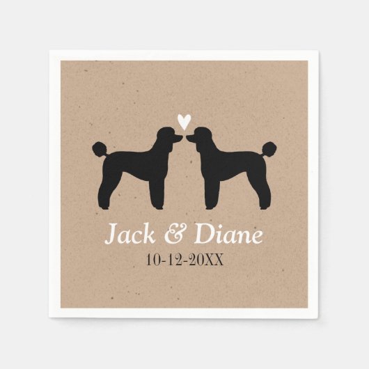 Standard Poodles Hochzeitskuppel mit benutzerdefin Serviette (Vorderseite)