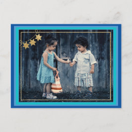 Standard Postcard Hanukkah Gold/Blues Tinten Einladungspostkarte