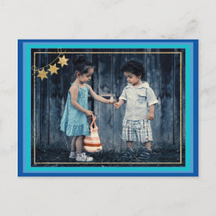 Standard Postcard Hanukkah Gold/Blues Tinten Einladungspostkarte