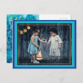 Standard Postcard Hanukkah Gold/Blues Tinten Einladungspostkarte (Vorne/Hinten)