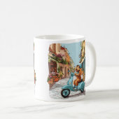Standard Pudel Hund fährt Roller Kaffeetasse (VorderseiteRechts)