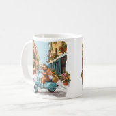 Standard Pudel Hund fährt Roller Kaffeetasse (Vorderseite Links)