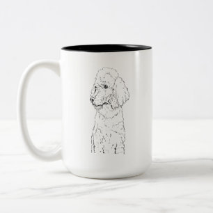 Standard Pudel-Hund-Illustration - Tinten-Kunst Zweifarbige Tasse