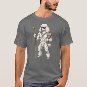 Standard Pudel, muskulös, tätowiert, Bodybuilder T-Shirt