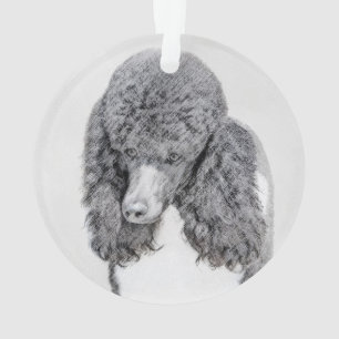 Standard Pudel Schwarz Parti Malerei - Hundekunst Ornament
