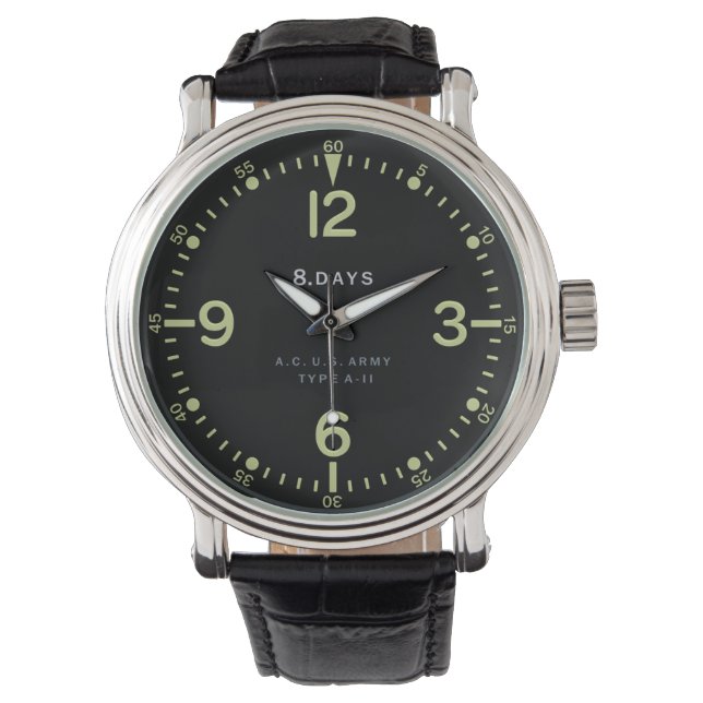 Standard-Retro-Uhr für Armeeflugzeuge der USA Armbanduhr (Vorderseite)