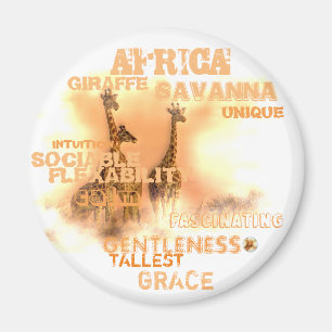 Standard Round Magnet, Einzigartige Giraffen Magnet