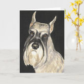 Standard Schnauzer Dog Art Grußkarte Karte (Gelbe Blume)