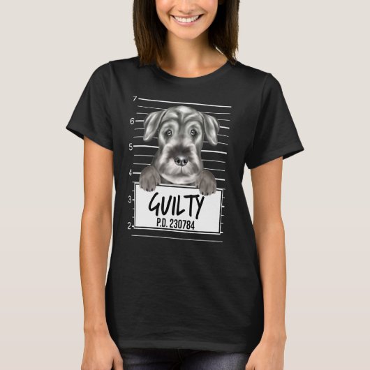 Standard Schnauzer Mugshot Guilty Dog T-Shirt (Vorderseite)