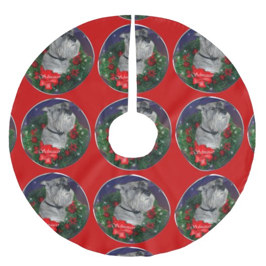 Standard Schnauzer Weihnachten Polyester Weihnachtsbaumdecke (Vorderseite)