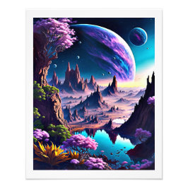 Standard schöner Raum mit mystischen Planeten 3d Fotodruck