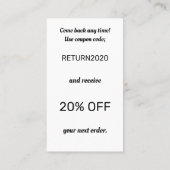 Standard Small Business Vielen Dank Code Visitenkarte (Rückseite)