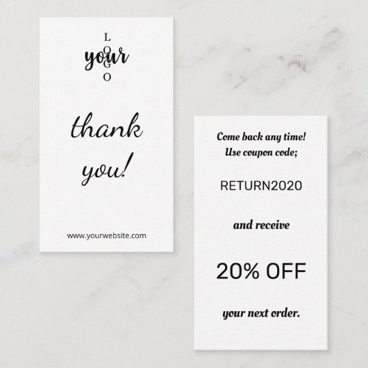 Standard Small Business Vielen Dank Code Visitenkarte (Vorne/Hinten)