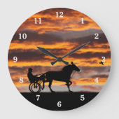 Standard Trotting Racehorse Number Wall Clock Große Wanduhr (Vorderseite)