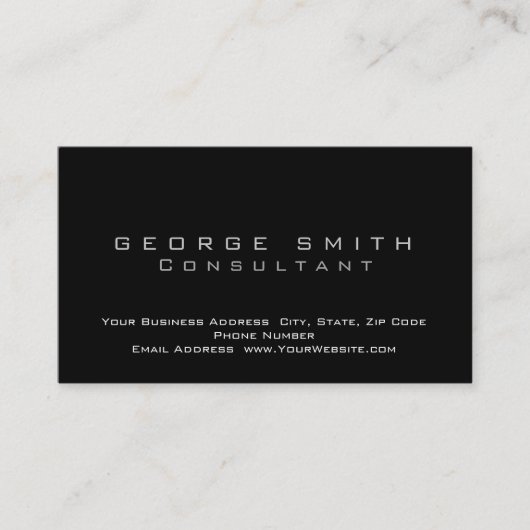 Standard-Visitenkarte für Black Schlicht Consultan Visitenkarte (Vorderseite)