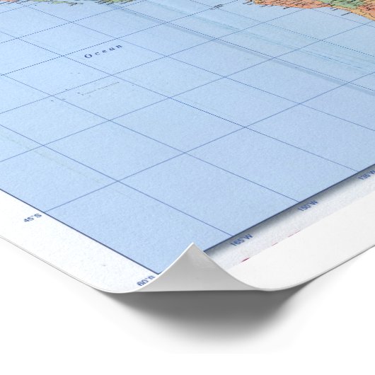 Standard World Map, Printed Map Poster (Ecke)