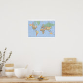 Standard World Map, Printed Map Poster (Küche)
