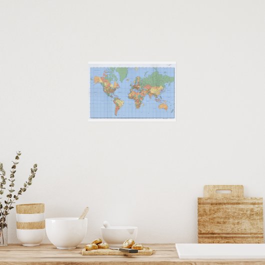 Standard World Map, Printed Map Poster (Küche)