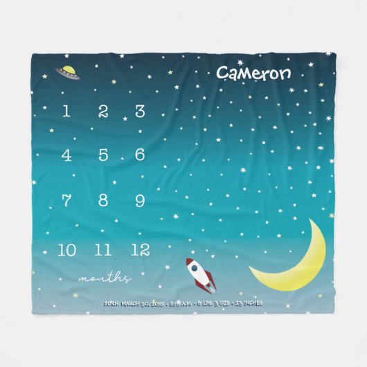 Standard Zimmer Orange blau weiß Meilenstein Baby Fleecedecke (Vorderseite (Horizontal))