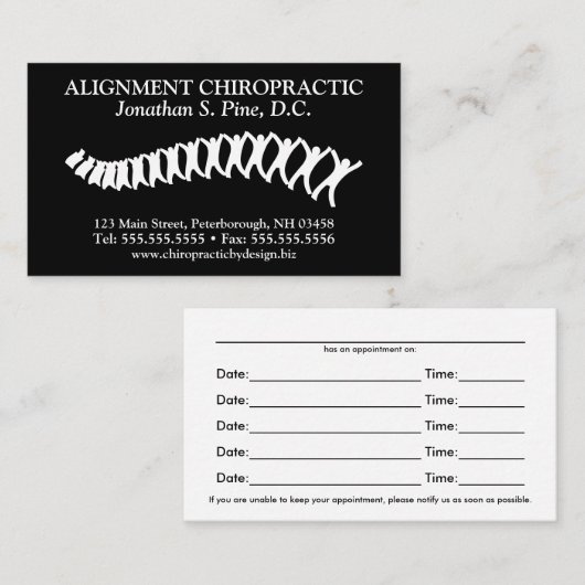 Standardchiropraktik-Logo-Verabredungs-Karten Terminkarte (Vorne/Hinten)
