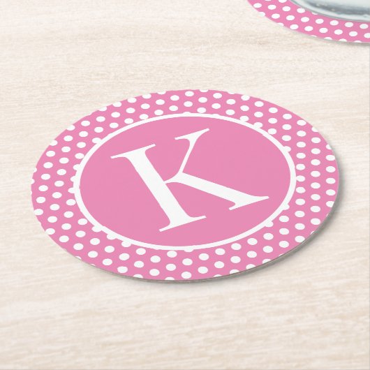 Standarder Anfangsbuchstabe Polka Dot Runder Pappuntersetzer (Angewinkelt)