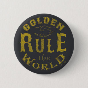 Standardknopf-Vintage goldene Regel die Welt Button