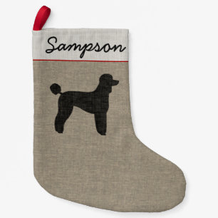 Standardpudel-HundeSilhouette-personalisiertes Kleiner Weihnachtsstrumpf