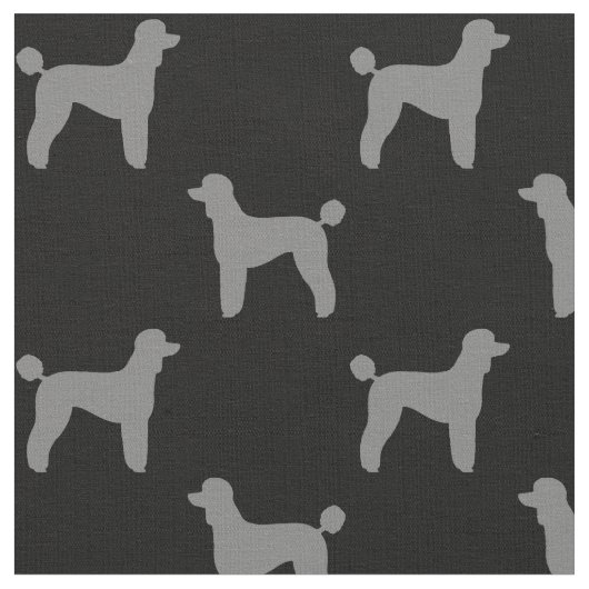 Standardpudel-Silhouette-Muster grau und schwarz Stoff (Nahaufnahme)