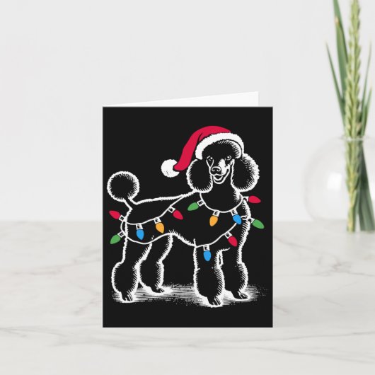 Standards Poodle Weihnachtsbeleuchtung Weihnachtsm Karte (Vorderseite)