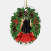 Standardschnauzer-Weihnachtsfeiertags-Kranz Keramik Ornament (Rechts)
