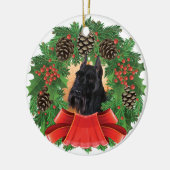 Standardschnauzer-Weihnachtsfeiertags-Kranz Keramik Ornament (Links)