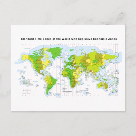 Standardzeitzonen der Welt & Wirtschaftszonen Postkarte (Vorderseite)