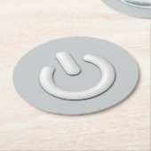 Standby-Symbol (Ein/Aus) Runder Pappuntersetzer (Angewinkelt)