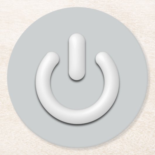 Standby-Symbol (Ein/Aus) Runder Pappuntersetzer (Vorderseite)