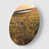 Ständer von Balsamroot-Wildblumen Große Wanduhr (Winkel)