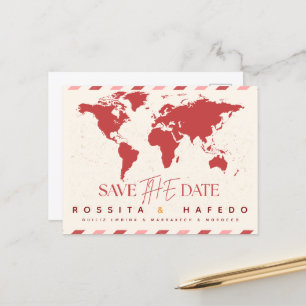 Standesamt auf Reisen Save the Date Vorlage, Wasse Feiertagspostkarte