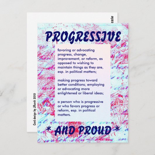 STÄNDIG PROGRESSIVE Postkarte (Vorne/Hinten)