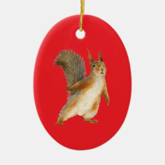 Standing Brown Squirrel Double Sided Keramik Ornament