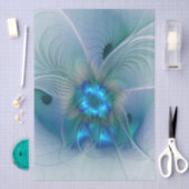 Standing Ovations, Abstract Blue Turquoise Fractal Seidenpapier (Handwerk)
