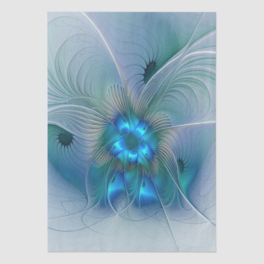 Standing Ovations, Abstract Blue Turquoise Fractal Seidenpapier (Vorderseite)