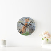 Standing Red Fox Runde Wanduhr (Zuhause)