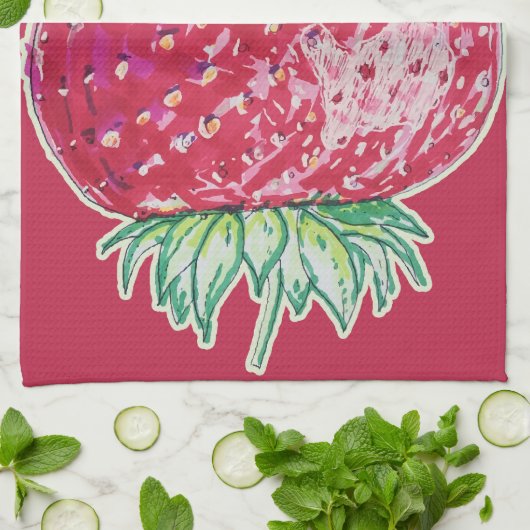 Standing Strawberry Geschirrtuch (Gefaltet)