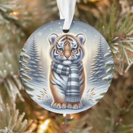 Standing Tiger in Striped Scarf Ornament (Baum)