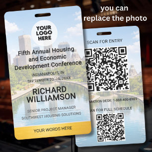 Standort Austauschbares Foto QR Logo Konferenz Ausweis