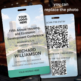 Standort Austauschbares Foto QR Logo Konferenz Ausweis