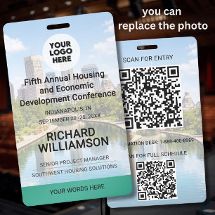 Standort Austauschbares Foto QR Logo Konferenz Ausweis