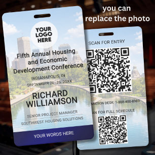 Standort Austauschbares Foto QR Logo Konferenz Ausweis